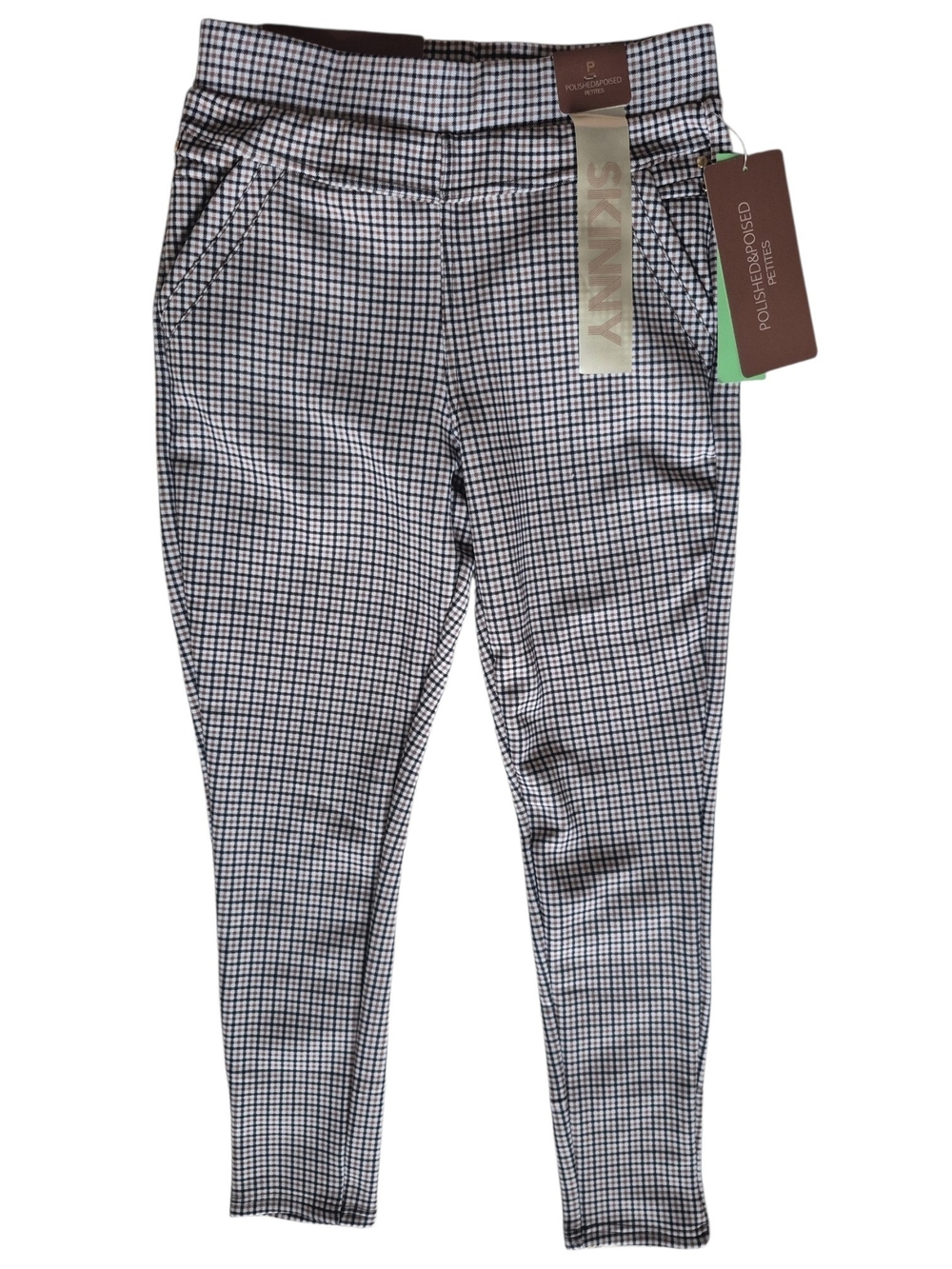 Polished & Poised Houndstooth Fleece Lined Skinny Career Pants Petite L Academia